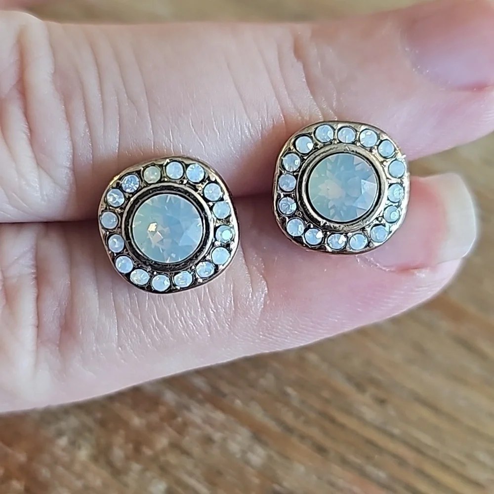 Cindy Ensor Moonstone CZ Gold Vermeil Stud Earrings